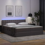 Letto con contenitore e LED Grigio 180 x 200 cm Pelle Sintetica