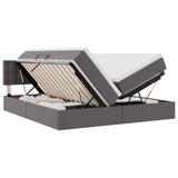 Letto con contenitore e LED Grigio 180 x 200 cm Pelle Sintetica