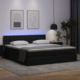 Letto con contenitore e LED Nero 200 x 200 cm Pelle Sintetica