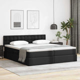 Letto con contenitore e LED Nero 200 x 200 cm Pelle Sintetica