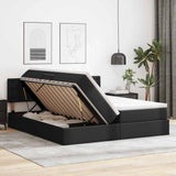 Letto con contenitore e LED Nero 200 x 200 cm Pelle Sintetica