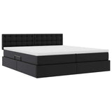 Letto con contenitore e LED Nero 200 x 200 cm Pelle Sintetica