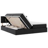 Letto con contenitore e LED Nero 200 x 200 cm Pelle Sintetica