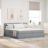 Letto con testiera Grigio chiaro 180 x 200 cm Tessuto