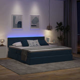 Letto con strisce LED Blu Scuro 180 x 200 cm Velluto