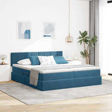 Letto con strisce LED Blu Scuro 180 x 200 cm Velluto