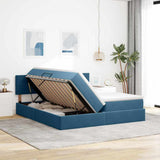 Letto con strisce LED Blu Scuro 180 x 200 cm Velluto