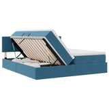 Letto con strisce LED Blu Scuro 180 x 200 cm Velluto