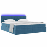 Letto con strisce LED Blu Scuro 180 x 200 cm Velluto
