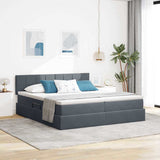 Letto con testiera Grigio scuro 200 x 200 cm Velluto