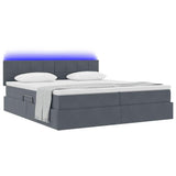 Letto con testiera Grigio scuro 200 x 200 cm Velluto