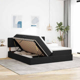 Letto con luci a strisce a LED Nero 180 x 200 cm Velluto