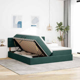 Letto con strisce LED Verde Scuro 180 x 200 cm Velluto