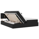Letto con luci a strisce a LED Nero 180 x 200 cm Velluto