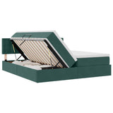 Letto con strisce LED Verde Scuro 180 x 200 cm Velluto