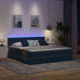 Letto con luci a strisce a LED Blu Scuro 180 x 200 cm Velluto