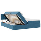 Letto con luci a strisce a LED Blu Scuro 180 x 200 cm Velluto