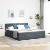 Letto con strisce LED Grigio scuro 200 x 200 cm Velluto