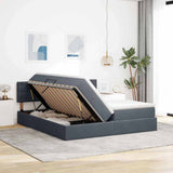 Letto con strisce LED Grigio scuro 200 x 200 cm Velluto