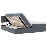 Letto con strisce LED Grigio scuro 200 x 200 cm Velluto