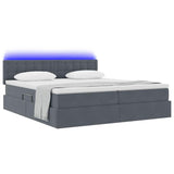 Letto con strisce LED Grigio scuro 200 x 200 cm Velluto