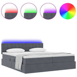 Letto con strisce LED Grigio scuro 200 x 200 cm Velluto