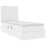 Letto con Contenitore Bianco Puro 100 x 200 cm Pelle Sintetica