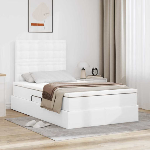 Letto con Contenitore Bianco 120 x 190 cm Pelle Sintetica