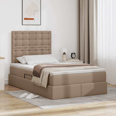 Letto con Contenitore Cappuccino 120 x 190 cm Pelle Sintetica