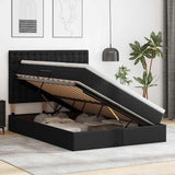 Letto con Contenitore Nero 140 x 190 cm Pelle Sintetica