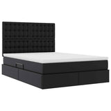 Letto con Contenitore Nero 140 x 190 cm Pelle Sintetica