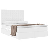 Letto con Contenitore Bianco Puro 140 x 190 cm Pelle Sintetica