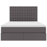Letto con Contenitore Grigio 140 x 190 cm Pelle Sintetica