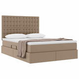 Letto con Contenitore Cappuccino 140 x 190 cm Pelle Sintetica