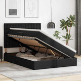 Letto con Contenitore Nero 140 x 200 cm Pelle Sintetica