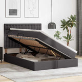 Letto con Contenitore Grigio 140 x 200 cm Pelle Sintetica