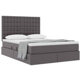 Letto con Contenitore Grigio 140 x 200 cm Pelle Sintetica