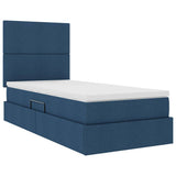 Letto con contenitore e materasso Blu 90 x 190 cm Tessuto