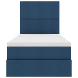 Letto con contenitore e materasso Blu 90 x 190 cm Tessuto