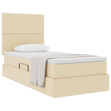 Letto con contenitore e materasso Crema 100 x 200 cm Tessuto