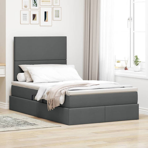 Letto con Contenitore Grigio scuro 120 x 200 cm Pelle Sintetica