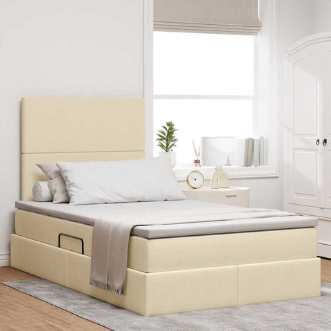 Letto con Contenitore Crema 120 x 200 cm Pelle Sintetica