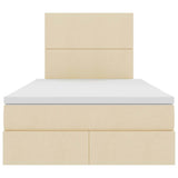 Letto con contenitore e materasso Crema 120 x 200 cm Tessuto