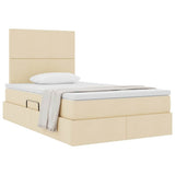 Letto con contenitore e materasso Crema 120 x 200 cm Tessuto