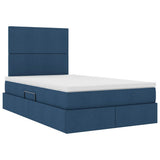 Letto con contenitore e materasso Blu 120 x 200 cm Tessuto