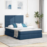 Letto con Contenitore Blu 140 x 190 cm Pelle Sintetica