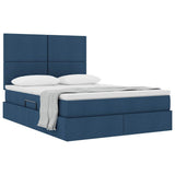 Letto con contenitore e materasso Blu 140 x 190 cm Tessuto