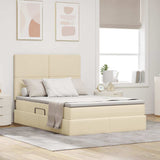 Letto con contenitore e materasso Crema 140 x 200 cm Tessuto
