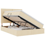 Letto con contenitore e materasso Crema 140 x 200 cm Tessuto