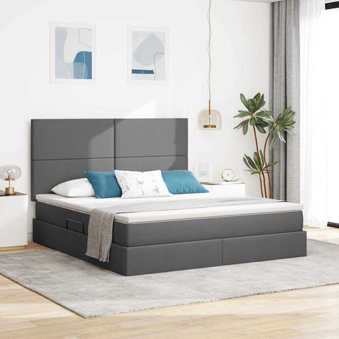 Letto con Contenitore Grigio scuro 160 x 200 cm Pelle Sintetica